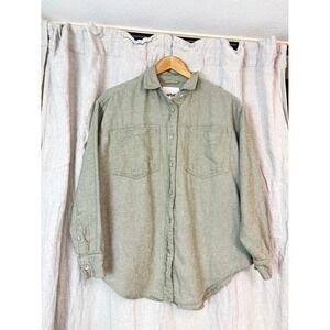 Aerie Cotton Flannel Shirt Women XXS | Olive Green Button Up | Soft Brushed Cott